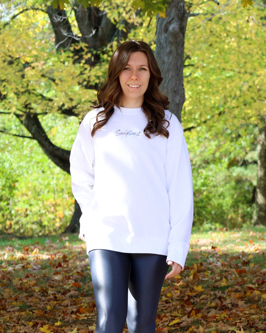 White Sculptness Sweatshirt with Gradient Embroidered Logo 