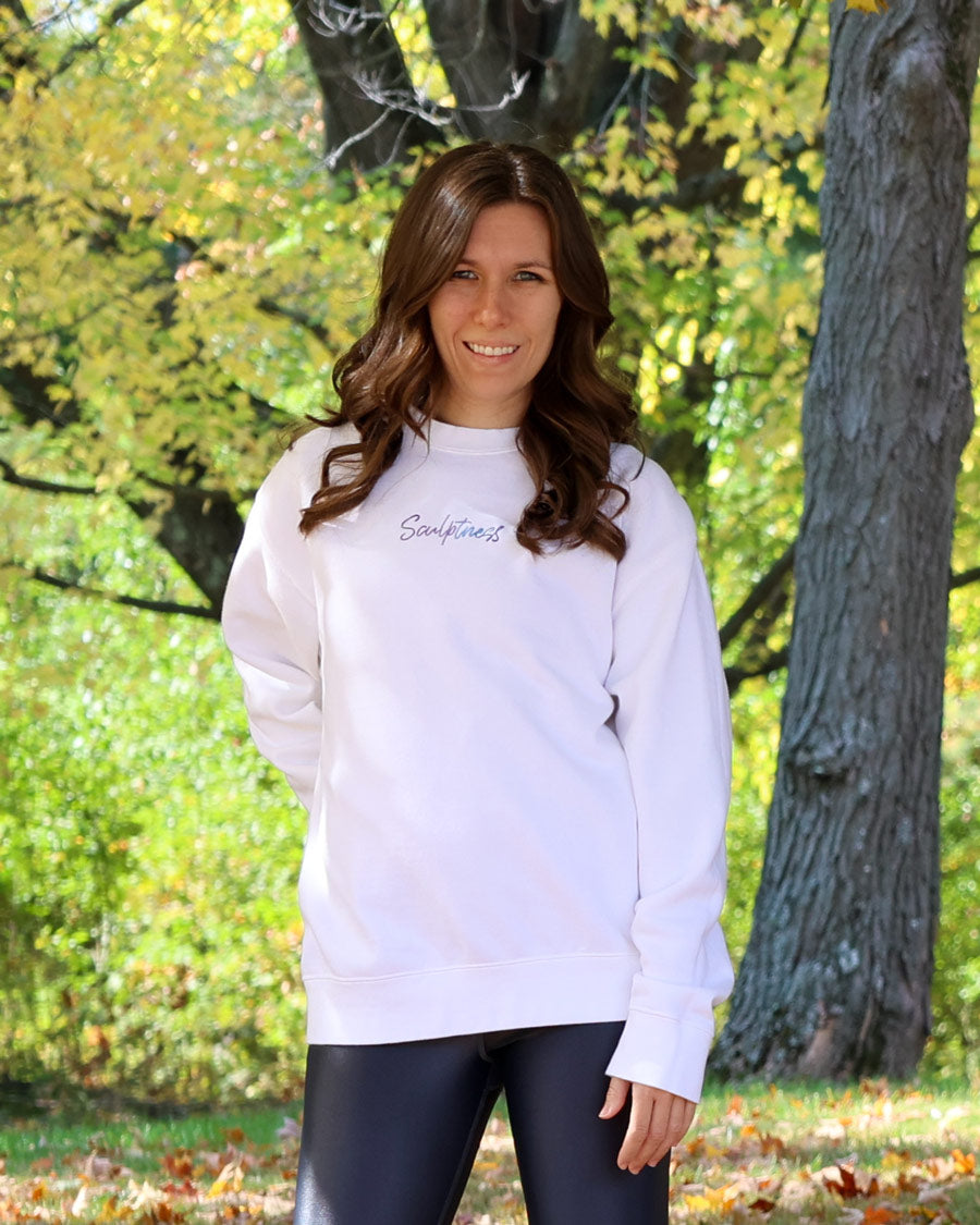 White Sculptness Sweatshirt with Gradient Logo